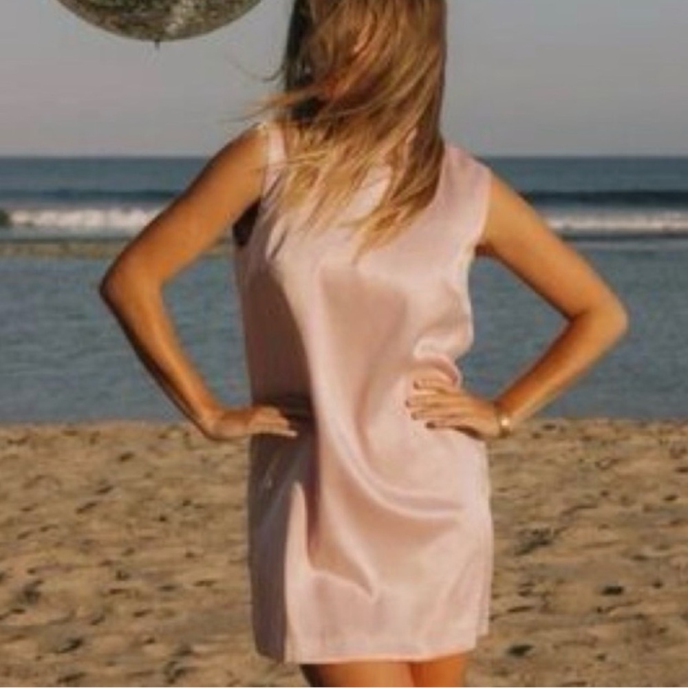 Daily Drills Pink satin shift dress